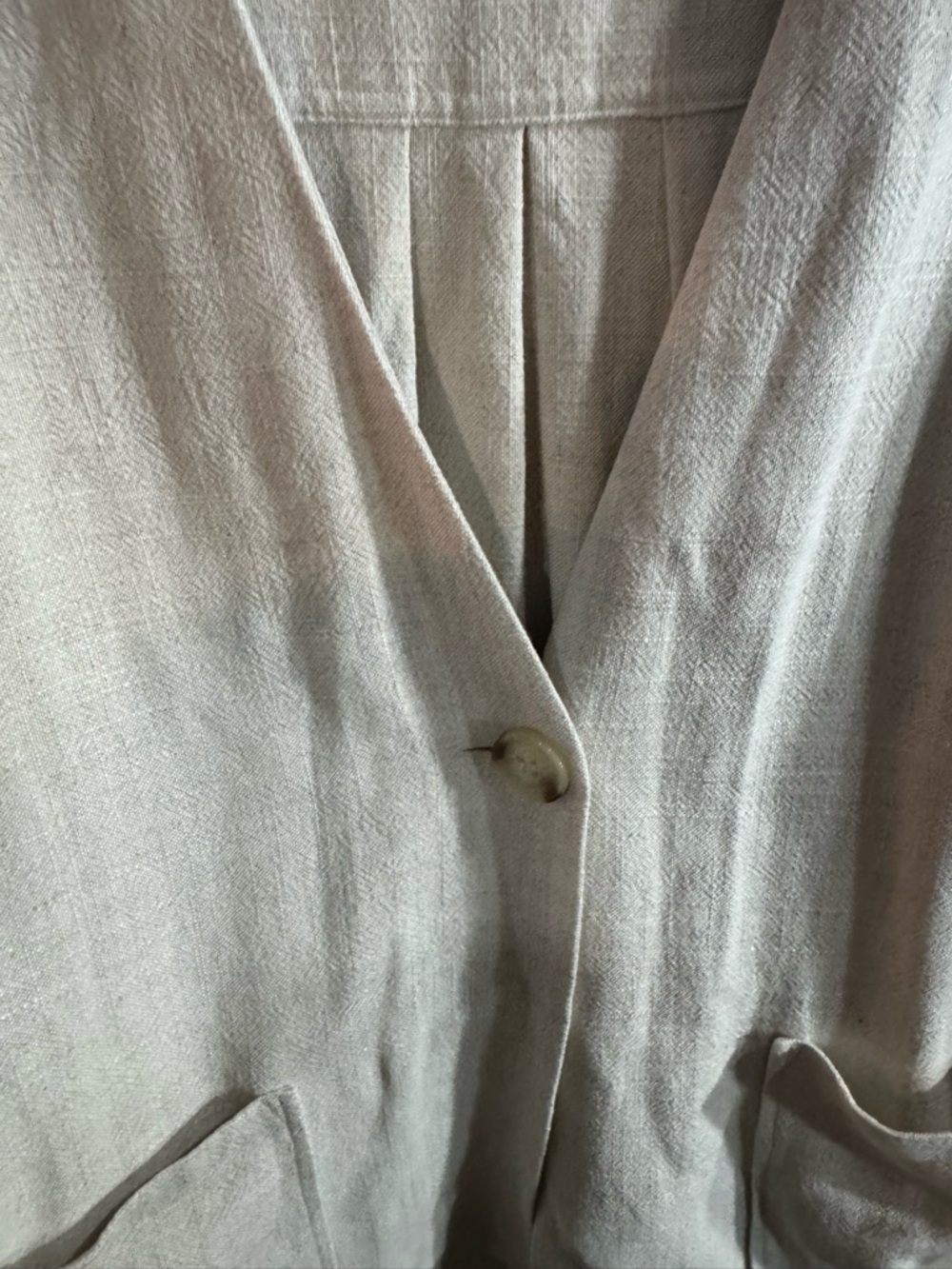 Soft Surroundings Linen Blend Cream Open-Front Button Front Blazer Size Medium - Picture 3 of 6